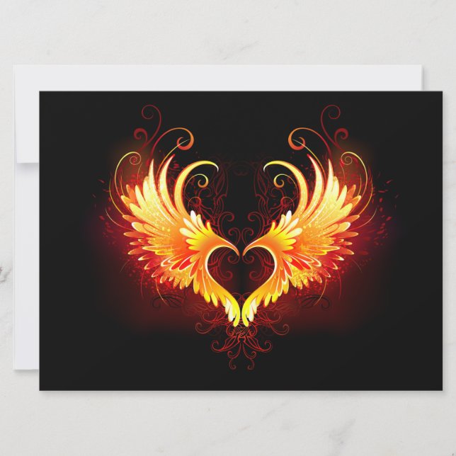 Angel Fire Heart with Wings Feiertagskarte (Vorderseite)