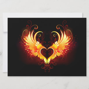 Angel Fire Heart with Wings Feiertagskarte