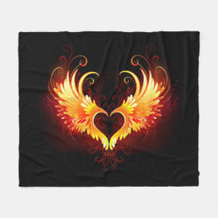 Angel Fire Heart with Wings Fleecedecke
