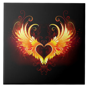 Angel Fire Heart with Wings Fliese