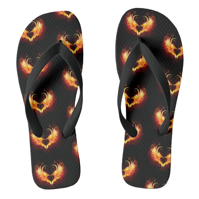 Angel Fire Heart with Wings Flip Flops (Fußbett)