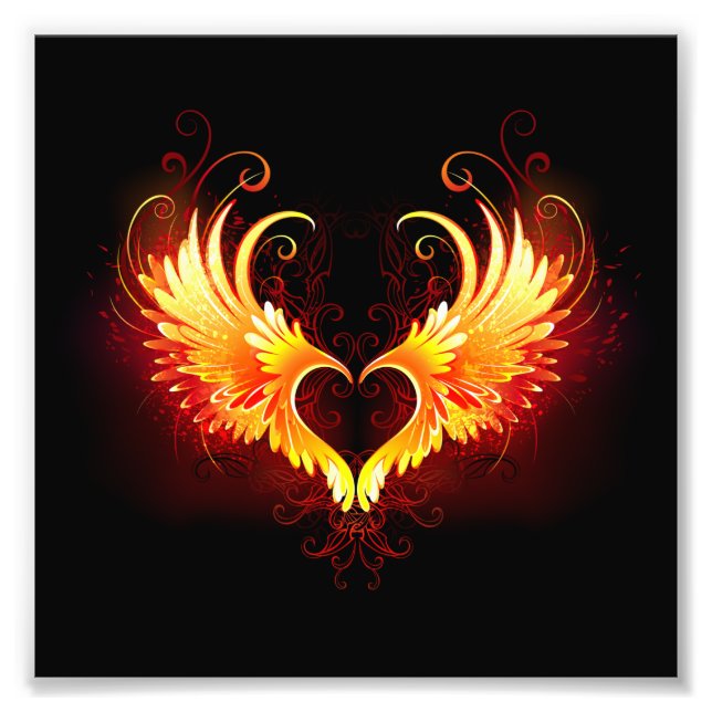 Angel Fire Heart with Wings Fotodruck (Vorne)