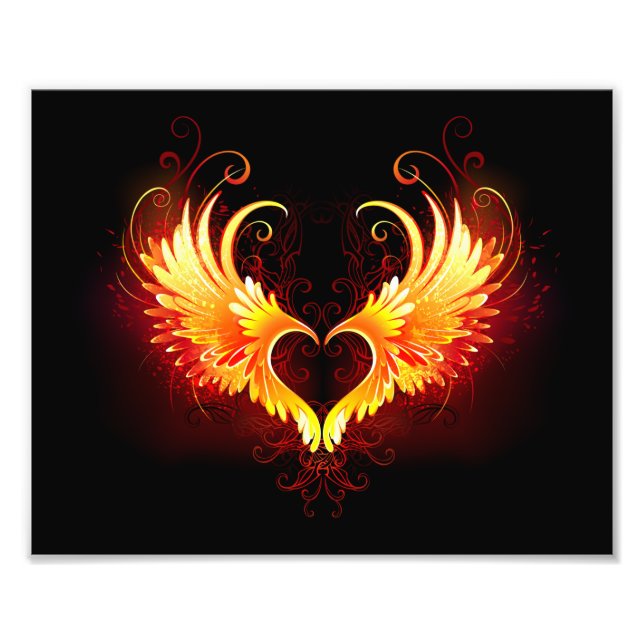 Angel Fire Heart with Wings Fotodruck (Vorne)