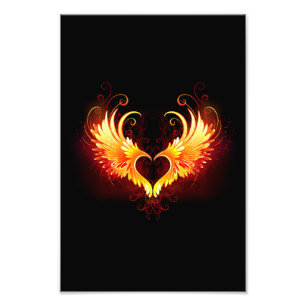 Angel Fire Heart with Wings Fotodruck