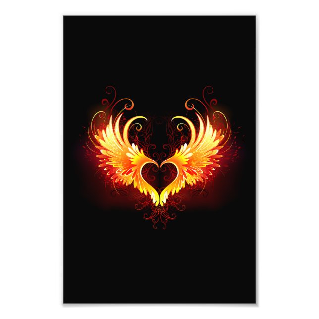 Angel Fire Heart with Wings Fotodruck (Vorne)