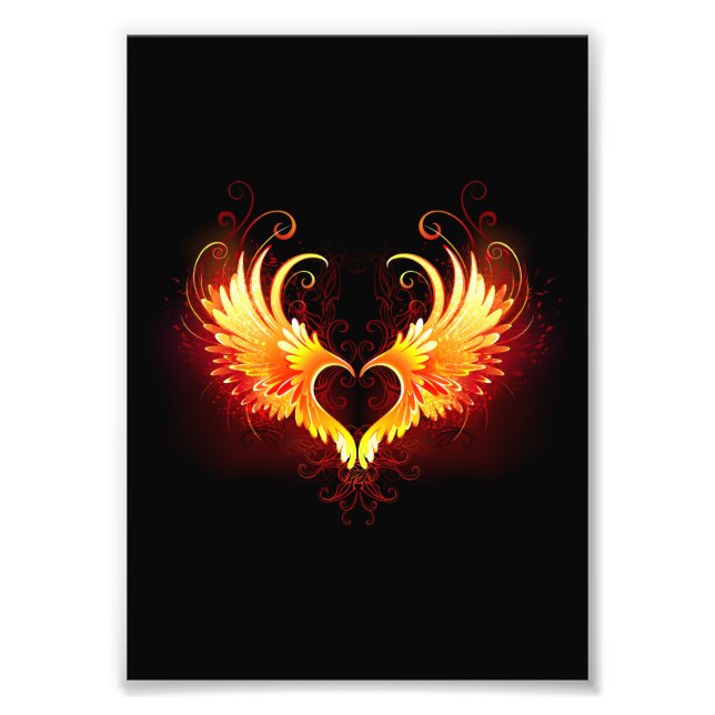 Angel Fire Heart with Wings Fotodruck (Vorne)