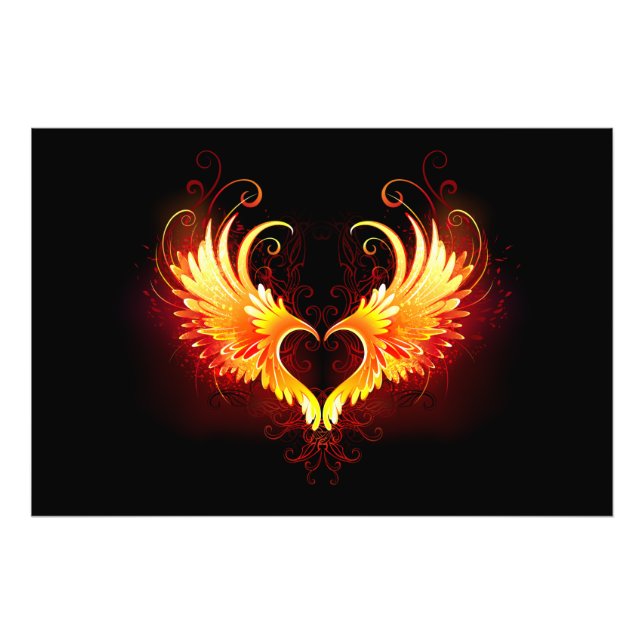 Angel Fire Heart with Wings Fotodruck (Vorne)