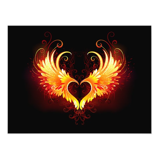 Angel Fire Heart with Wings Fotodruck (Vorne)