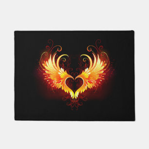 Angel Fire Heart with Wings Fußmatte