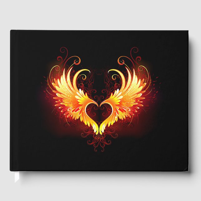 Angel Fire Heart with Wings Gästebuch (Vorderseite)