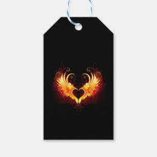 Angel Fire Heart with Wings Geschenkanhänger