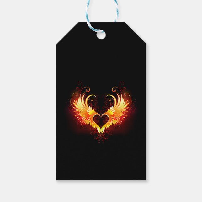 Angel Fire Heart with Wings Geschenkanhänger (Vorderseite)