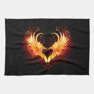 Angel Fire Heart with Wings Geschirrtuch