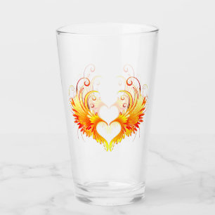 Angel Fire Heart with Wings Glas