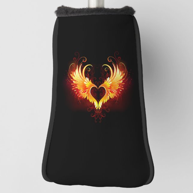 Angel Fire Heart with Wings Golf Headcover (Rotieren 90)