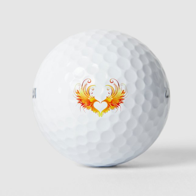 Angel Fire Heart with Wings Golfball (Vorderseite)