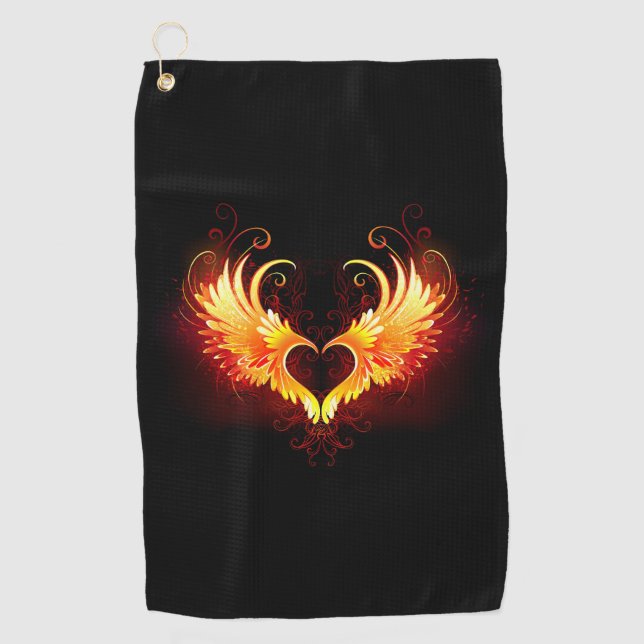 Angel Fire Heart with Wings Golfhandtuch (Vorderseite)