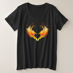 Angel Fire Heart with Wings Große Größe T-Shirt