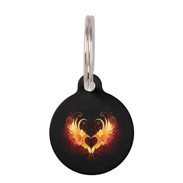 Angel Fire Heart with Wings Haustiermarke (Vorderseite)