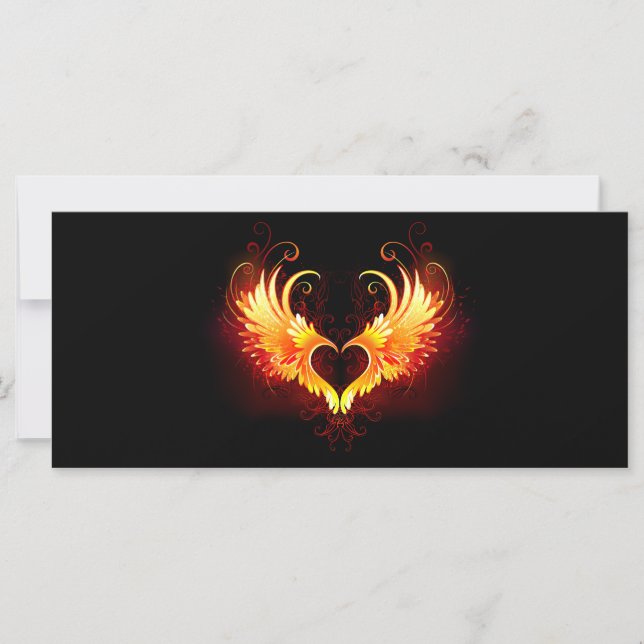 Angel Fire Heart with Wings Karte (Vorderseite)