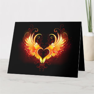 Angel Fire Heart with Wings Karte