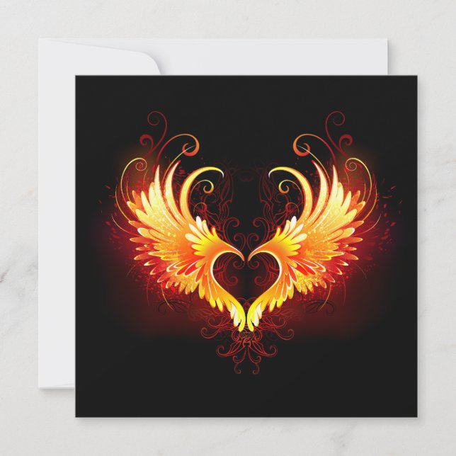 Angel Fire Heart with Wings Karte (Vorderseite)