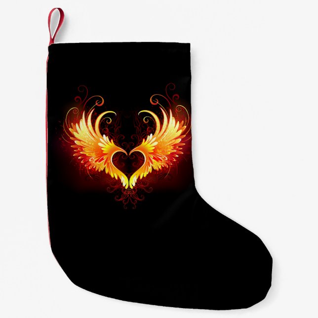 Angel Fire Heart with Wings Kleiner Weihnachtsstrumpf (Vorderseite)