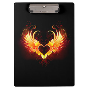 Angel Fire Heart with Wings Klemmbrett