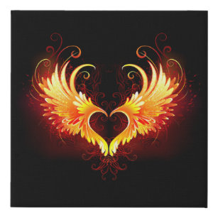 Angel Fire Heart with Wings Künstlicher Leinwanddruck
