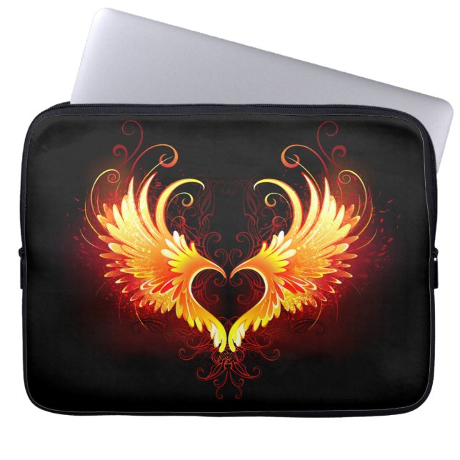 Angel Fire Heart with Wings Laptopschutzhülle (Vorderseite)