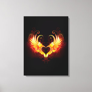 Angel Fire Heart with Wings Leinwanddruck