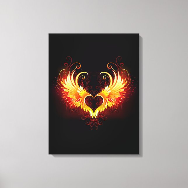 Angel Fire Heart with Wings Leinwanddruck (Vorderseite)