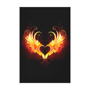 Angel Fire Heart with Wings Leinwanddruck