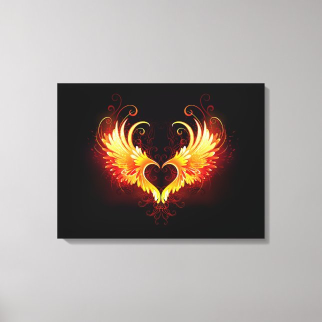 Angel Fire Heart with Wings Leinwanddruck (Vorderseite)