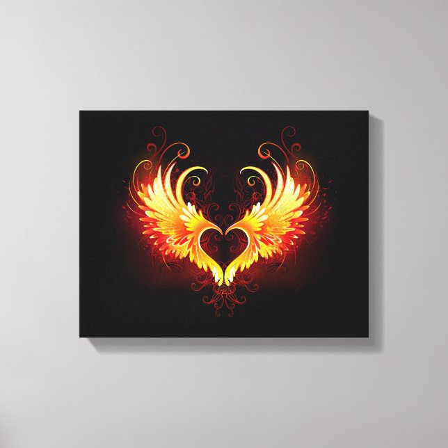Angel Fire Heart with Wings Leinwanddruck (Vorderseite)