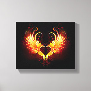 Angel Fire Heart with Wings Leinwanddruck