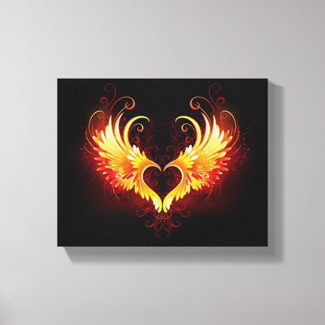 Angel Fire Heart with Wings Leinwanddruck (Vorderseite)