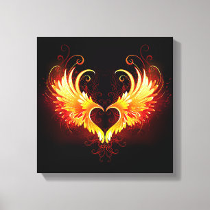 Angel Fire Heart with Wings Leinwanddruck