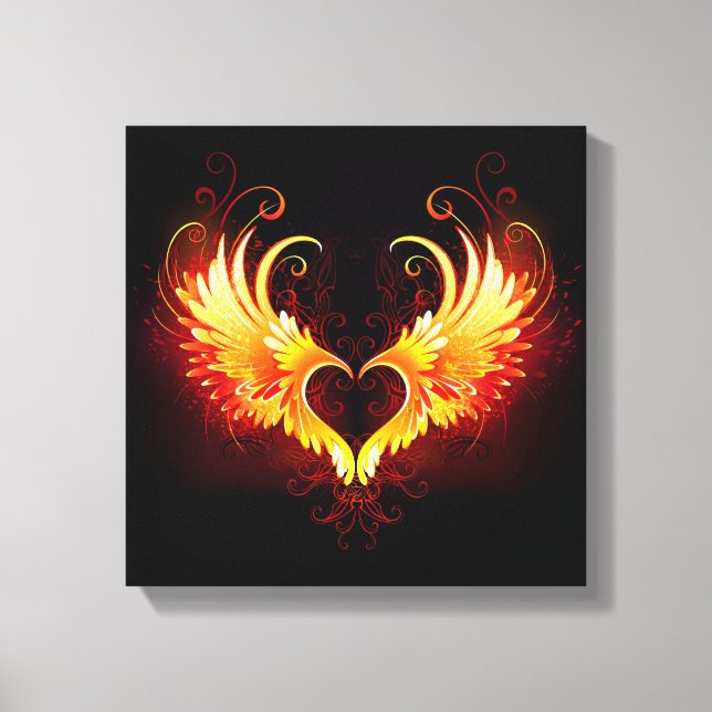Angel Fire Heart with Wings Leinwanddruck (Vorderseite)