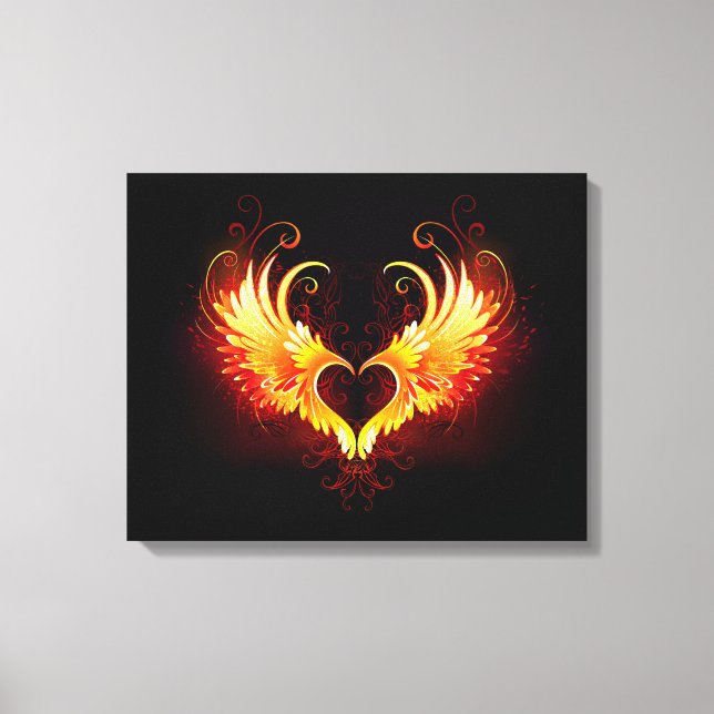 Angel Fire Heart with Wings Leinwanddruck (Vorderseite)