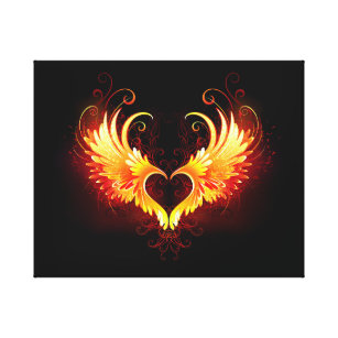 Angel Fire Heart with Wings Leinwanddruck