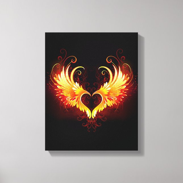Angel Fire Heart with Wings Leinwanddruck (Vorderseite)