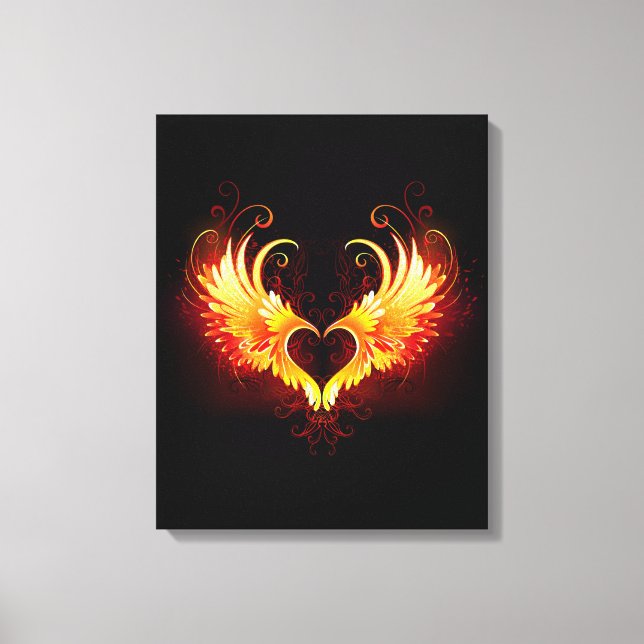 Angel Fire Heart with Wings Leinwanddruck (Vorderseite)