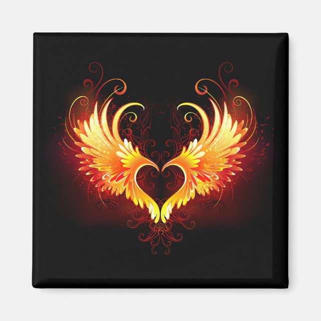 Angel Fire Heart with Wings Magnet (Vorne)