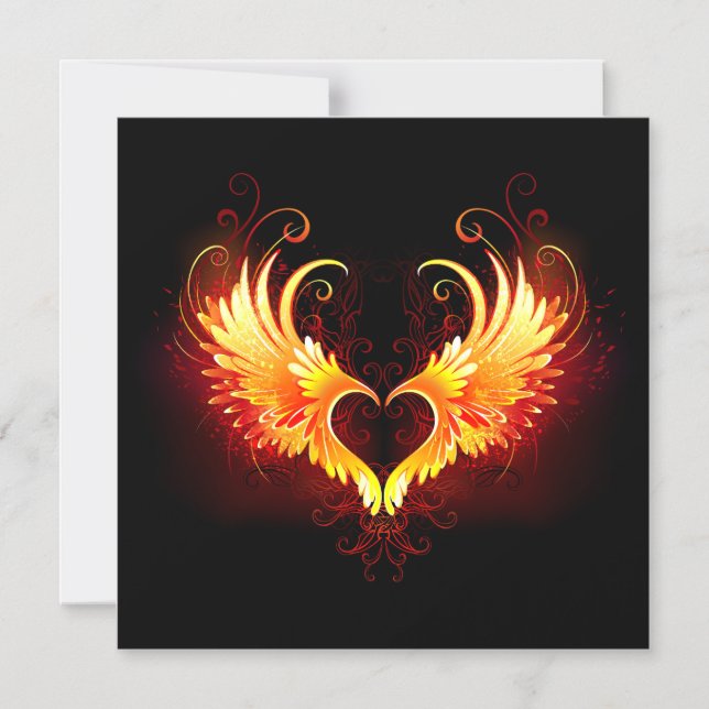Angel Fire Heart with Wings Magneteinladung (Vorderseite)