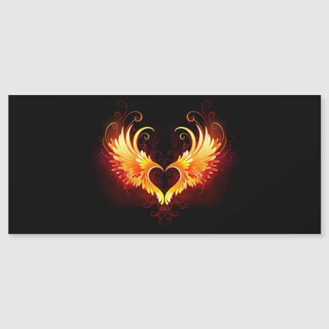 Angel Fire Heart with Wings Magneteinladung (Vorderseite)