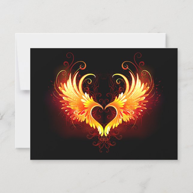 Angel Fire Heart with Wings Magneteinladung (Vorderseite)