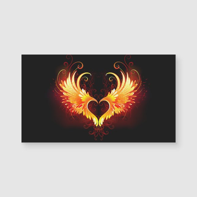 Angel Fire Heart with Wings Magnetkarte (Vorderseite)