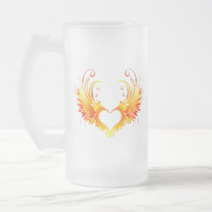 Angel Fire Heart with Wings Mattglas Bierglas