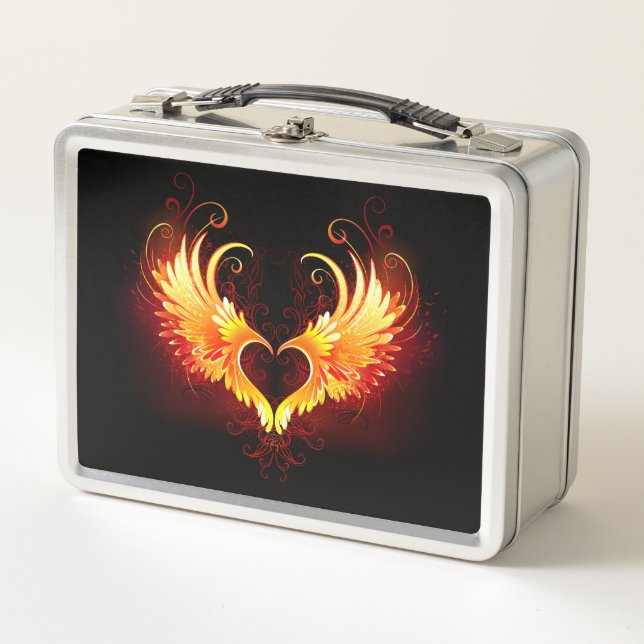 Angel Fire Heart with Wings Metall Brotdose (Vorderseite)